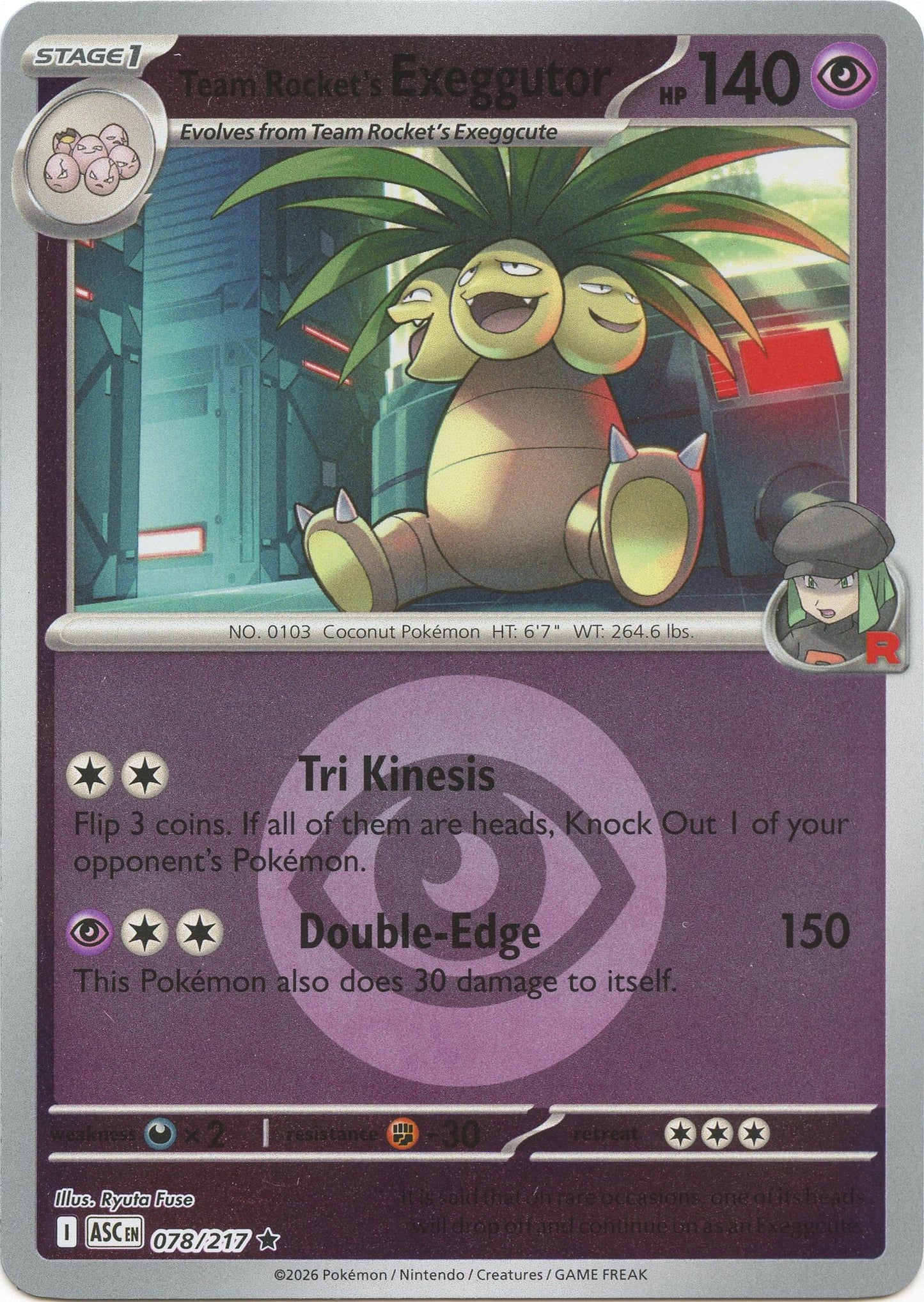 Team Rocket's exeggutor (Energy Symbol Pattern) (078/217) (ME: Ascended Heroes)
