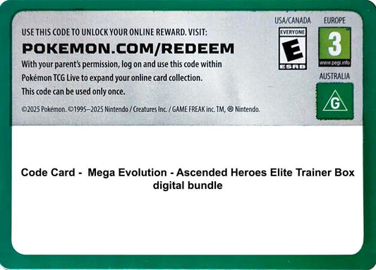 Code Card - Ascended Heroes Elite Trainer Box digital bundle (ME: Ascended Heroes)