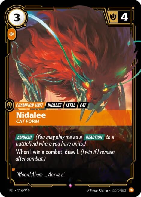 Image for Nidalee - Cat Form (114/219) (Unleashed) - Riftbound: League of Legends Trading Card Game