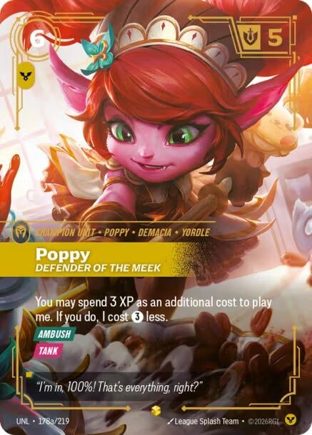 Image for Poppy - Defender of the Meek (Alternate Art) (178a/219) (Unleashed) - Riftbound: League of Legends Trading Card Game
