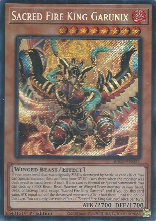 Sacred Fire King Garunix (Secret Rare) (RA05-EN031) (Rarity Collection 5)