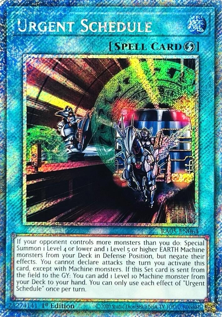 Urgent Schedule (Platinum Secret Rare) (RA05-EN064) (Rarity Collection 5)