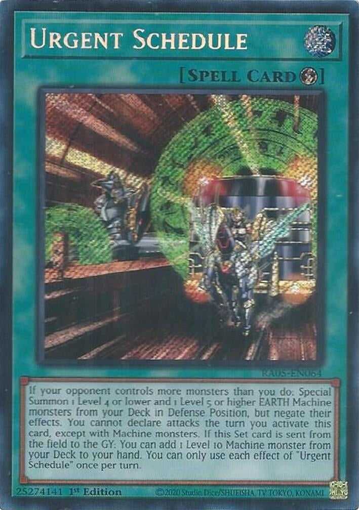 Urgent Schedule (Secret Rare) (RA05-EN064) (Rarity Collection 5)