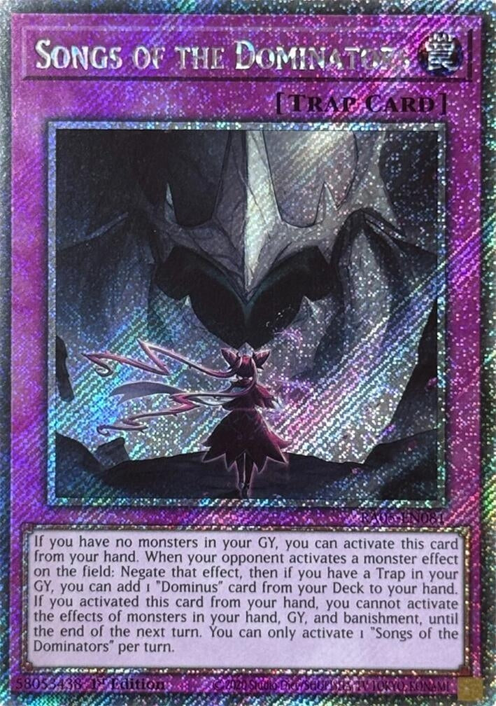 Songs of the Dominators (Platinum Secret Rare) (RA05-EN081) (Rarity Collection 5)