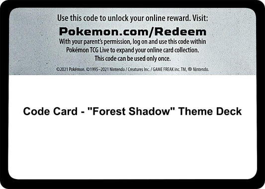 Image for Code Card - "Forest Shadow" Theme Deck (SM Base Set) (SM01) - Pokemon