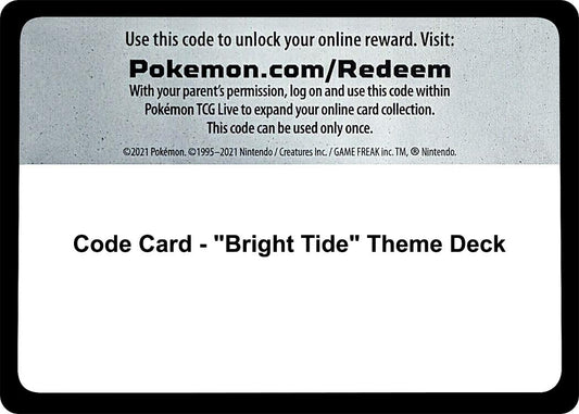 Image for Code Card - "Bright Tide" Theme Deck (SM Base Set) (SM01) - Pokemon