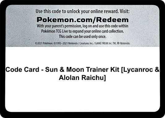Image for Code Card - Sun & Moon Trainer Kit [Lycanroc & Alolan Raichu] (SM Trainer Kit: Lycanroc & Alolan Raichu) (SMK1) - Pokemon