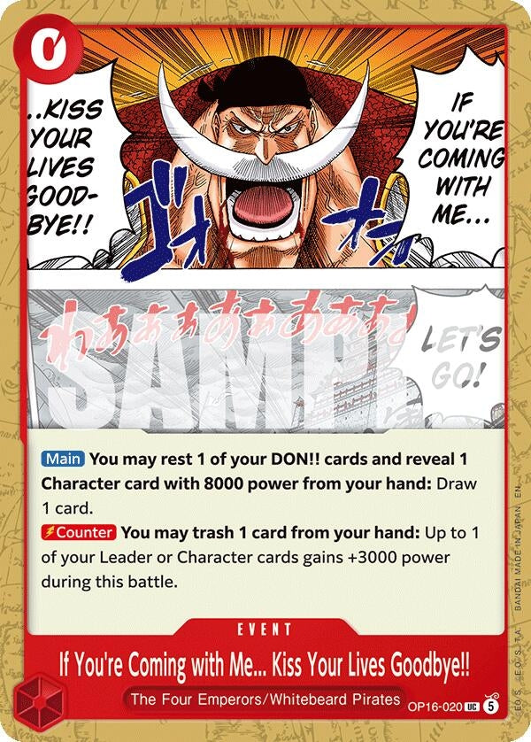 Image for If You're Coming with Me...Kiss Your Lives Goodbye!! (OP16-020) (The Time of Battle) - One Piece Card Game