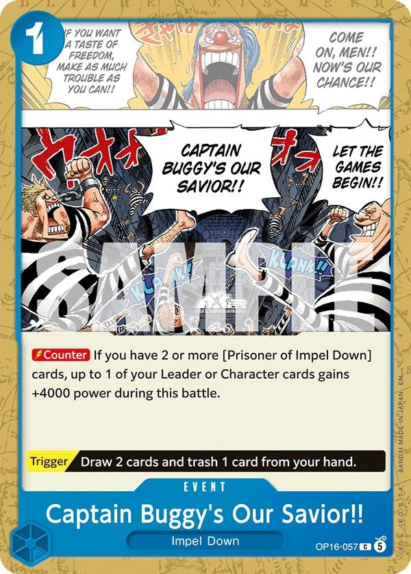 Image for Captain Buggy's Our Savior!! (OP16-057) (The Time of Battle) - One Piece Card Game