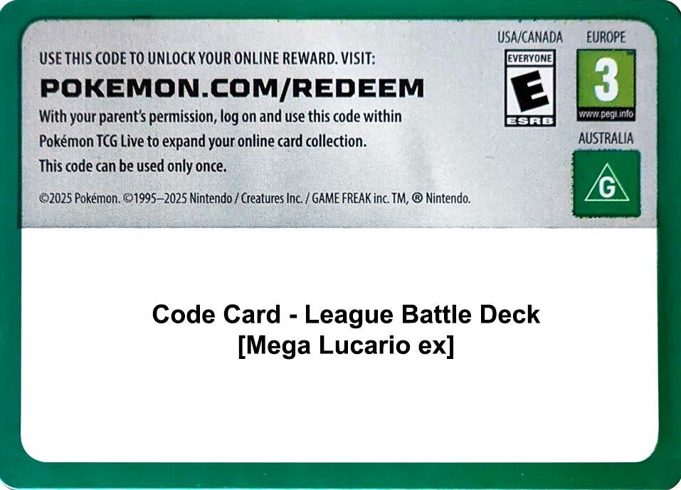 Image for Code Card - League Battle Deck [Mega Lucario ex] (Miscellaneous Cards & Products) (MCAP) - Pokemon