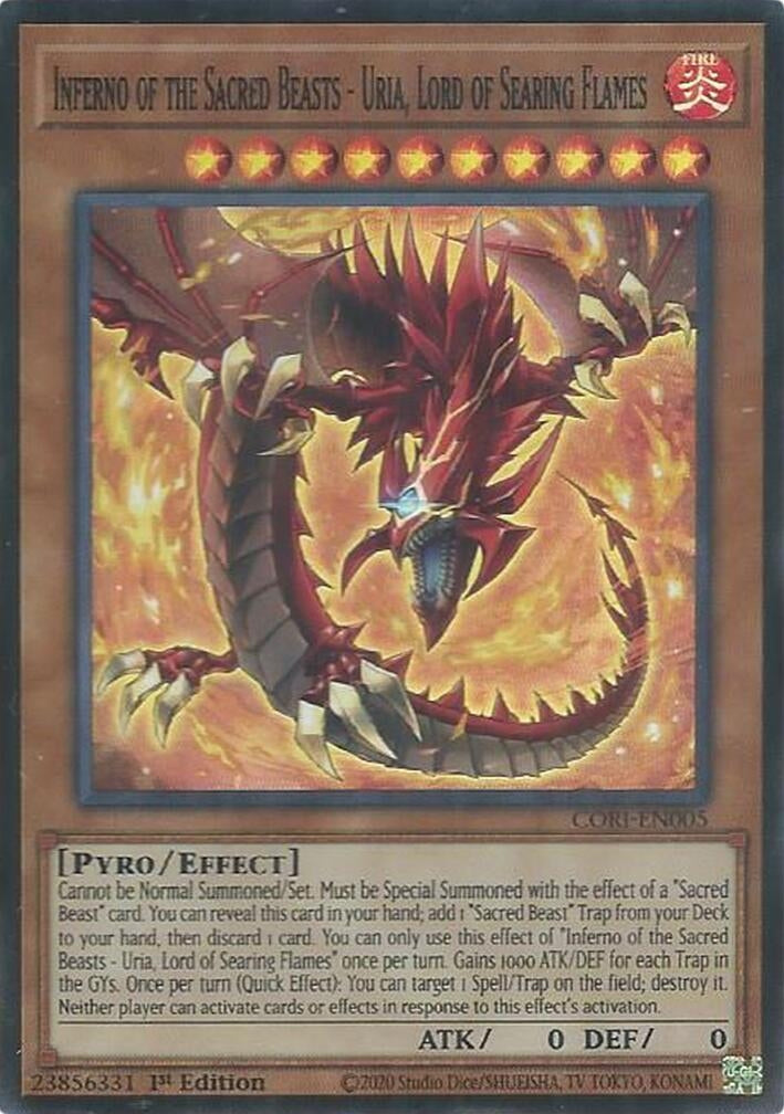Image for Inferno of the Sacred Beasts - Uria, Lord of Searing Flames (CORI-EN005) (Chaos Origins) (CORI) - YuGiOh