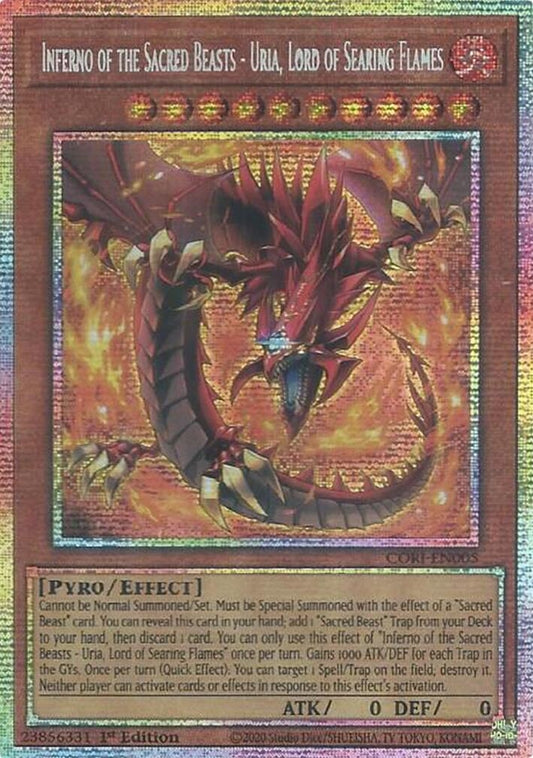 Image for Inferno of the Sacred Beasts - Uria, Lord of Searing Flames (Starlight Rare) (CORI-EN005) (Chaos Origins) (CORI) - YuGiOh