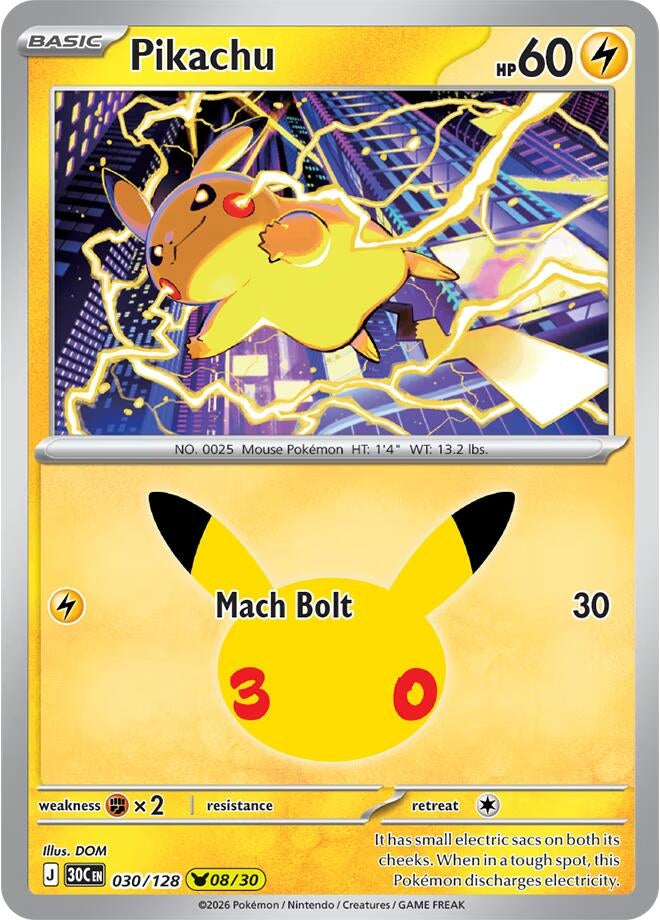 Image for Pikachu (ME: 30th Celebration) (30C) - Pokemon