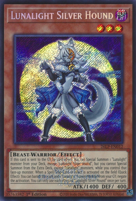 Image for Lunalight Silver Hound (Emblazoned Secret Rare) (26LP-EN012) (Limited Pack World Championship 2026) (26LP) - YuGiOh