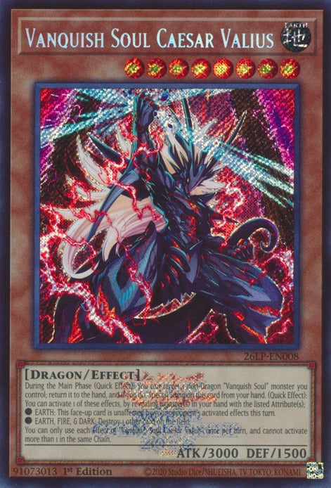 Image for Vanquish Soul Caesar Valius (Emblazoned Secret Rare) (26LP-EN008) (Limited Pack World Championship 2026) (26LP) - YuGiOh