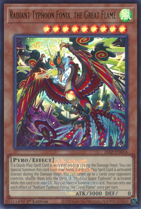 Image for Radiant Typhoon Fonix, the Great Flame (Emblazoned) (26LP-EN014) (Limited Pack World Championship 2026) (26LP) - YuGiOh