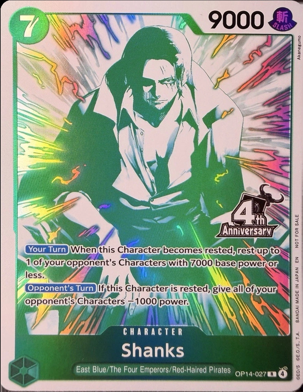 Image for Shanks (4th Anniversary Treasure Campaign Pack) (OP14-027) (One Piece Promotion Cards) (OP-PR) - One Piece Card Game