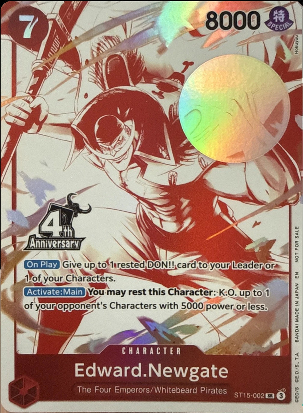 Image for Edward.Newgate (4th Anniversary Treasure Campaign Pack) (ST15-002) (One Piece Promotion Cards) (OP-PR) - One Piece Card Game