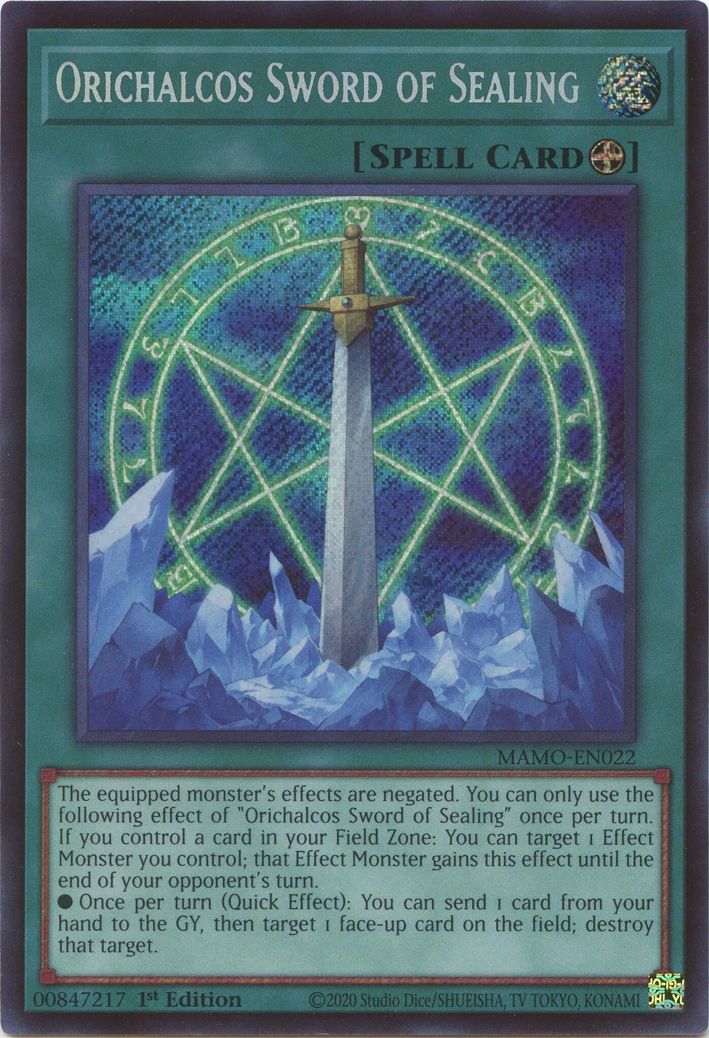 Orichalcos Sword of Sealing (Secret Rare) (MAMO-EN022) (Magnificent Monsters) (MAMO)