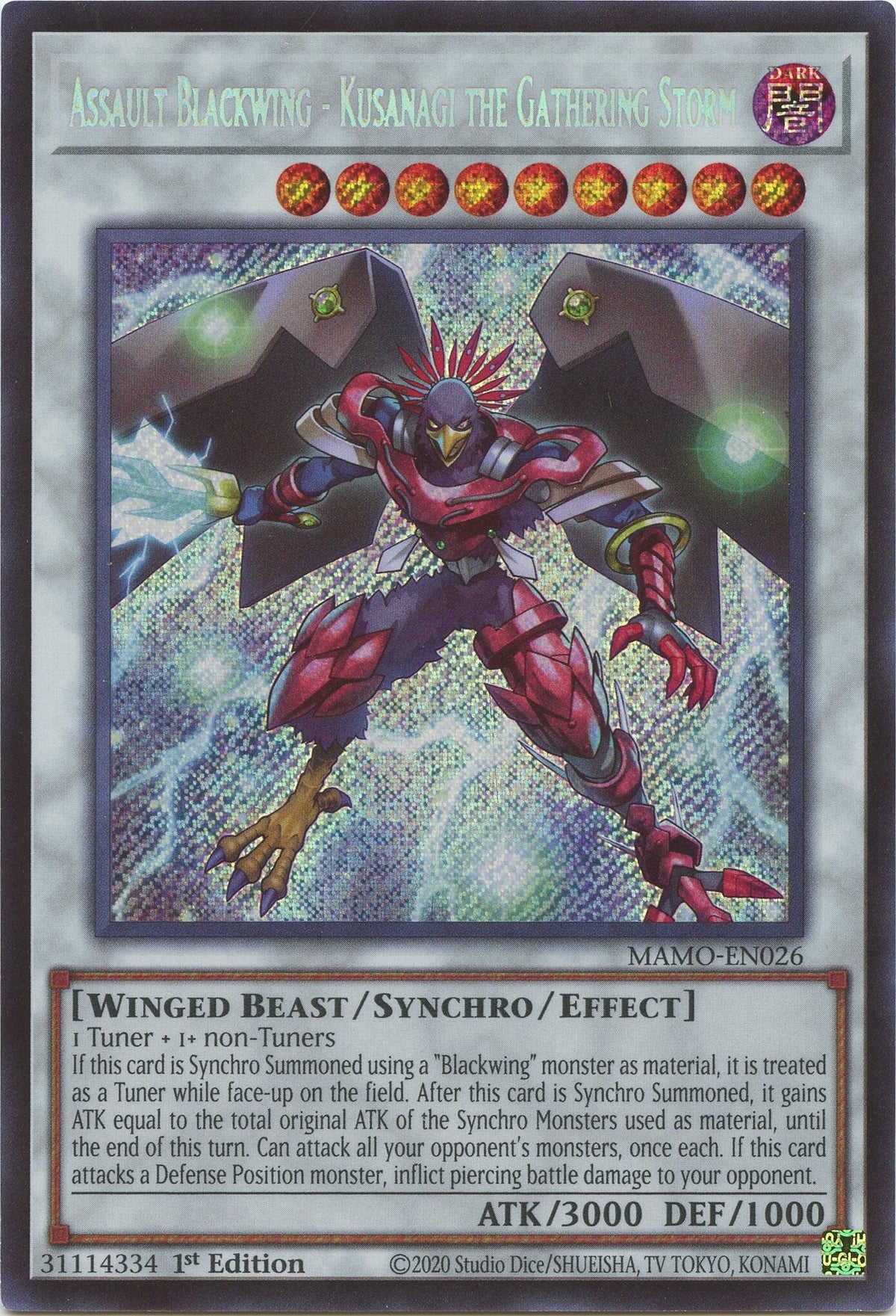 Assault Blackwing - Kusanagi the Gathering Storm (Secret Rare) (MAMO-EN026) (Magnificent Monsters) (MAMO)