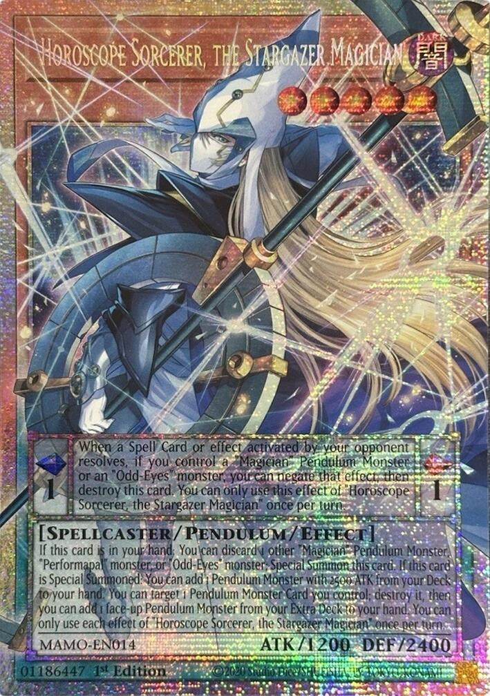 Horoscope Sorcerer, the Stargazer Magician (Starlight Rare) (Extended Art) (MAMO-EN014) (Magnificent Monsters) (MAMO)