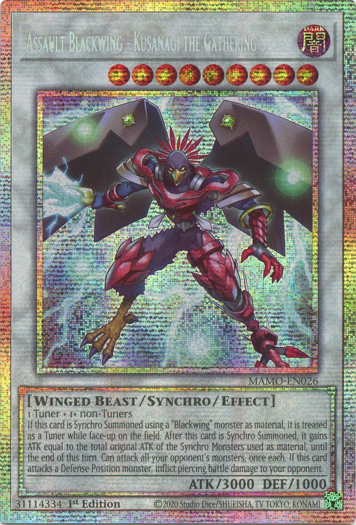 Assault Blackwing - Kusanagi the Gathering Storm (Starlight Rare) (MAMO-EN026) (Magnificent Monsters) (MAMO)