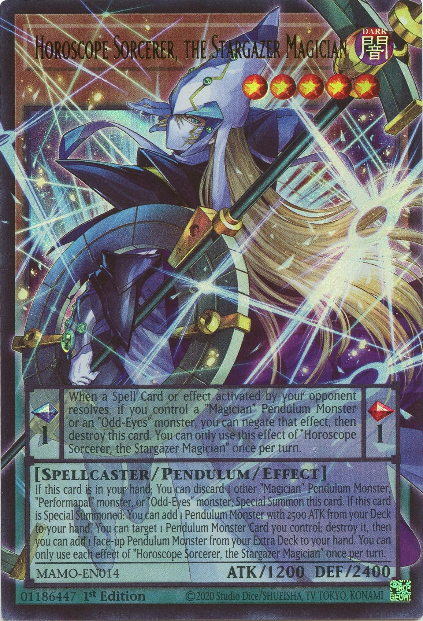 Horoscope Sorcerer, the Stargazer Magician (Extended Art) (MAMO-EN014) (Magnificent Monsters) (MAMO)