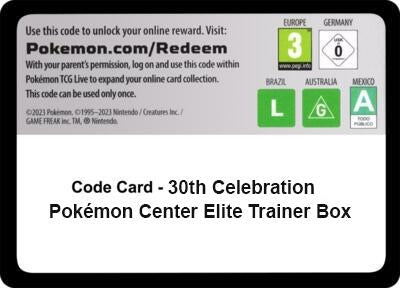 Image for Code Card - 30th Celebration Pokemon Center Elite Trainer Box (ME: 30th Celebration) (30C) - Pokemon