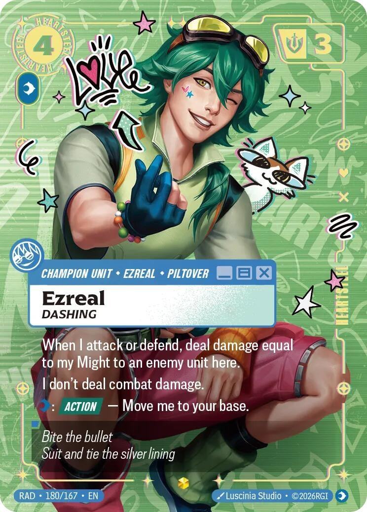 Image for Ezreal, Dashing (Heartsteel Overnumbered) (180/167) (Radiance) (RAD) - Riftbound: League of Legends Trading Card Game