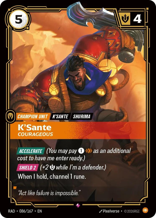 Image for K'Sante, Courageous (086/167) (Radiance) (RAD) - Riftbound: League of Legends Trading Card Game