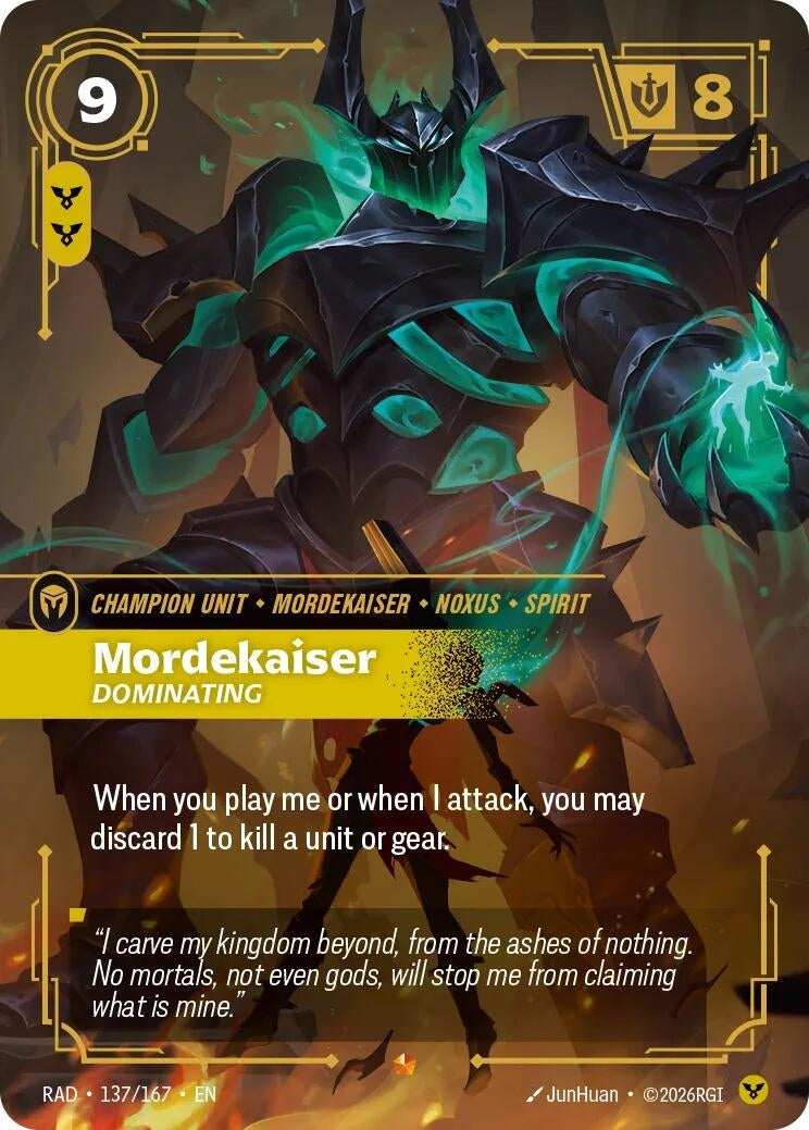 Image for Mordekaiser, Dominating (137/167) (Radiance) (RAD) - Riftbound: League of Legends Trading Card Game