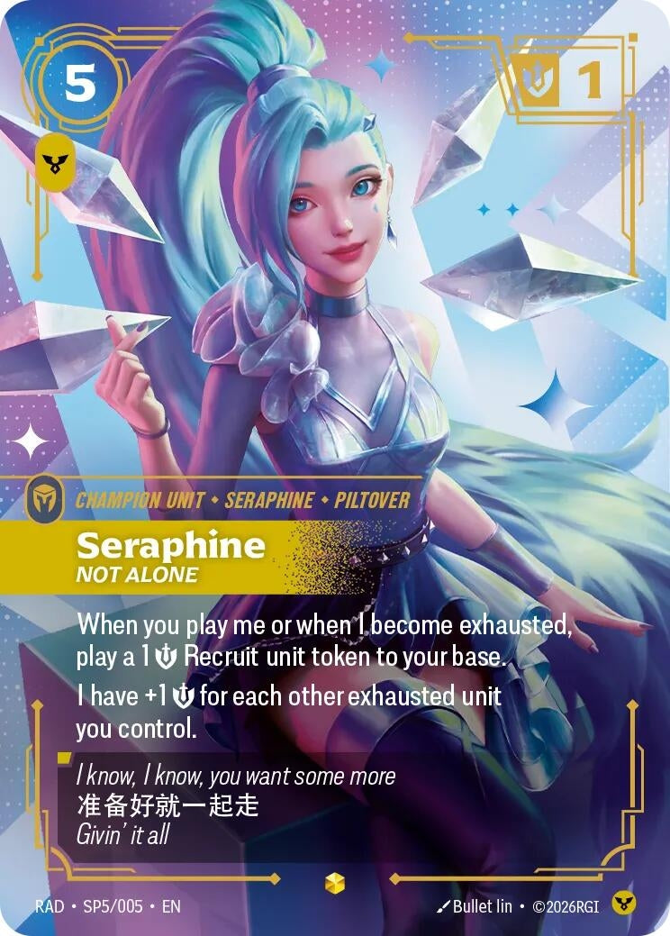 Image for Seraphine, Not Alone (K/DA Special Art Card) (SP5/005) (Radiance) (RAD) - Riftbound: League of Legends Trading Card Game