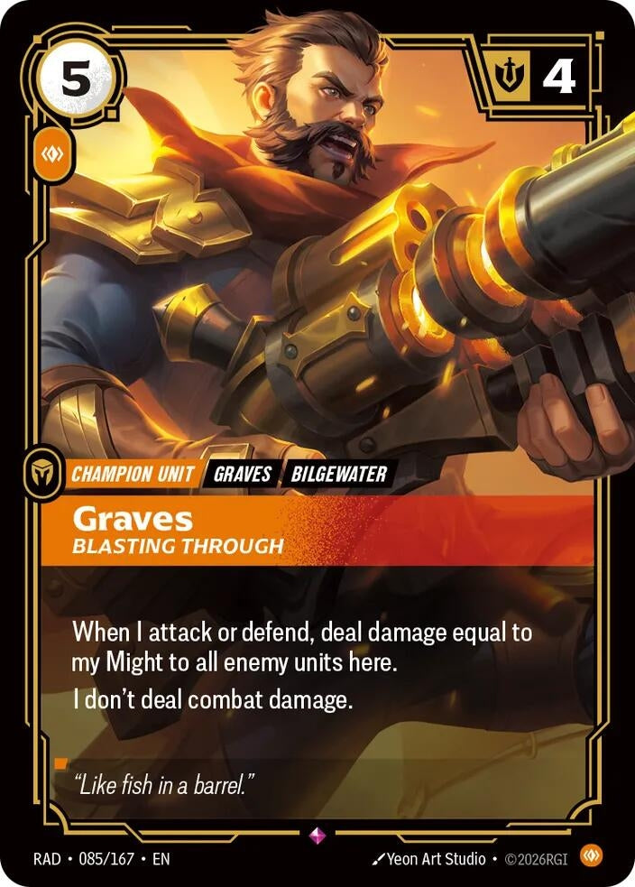 Image for Graves, Blasting Through (085/167) (Radiance) (RAD) - Riftbound: League of Legends Trading Card Game