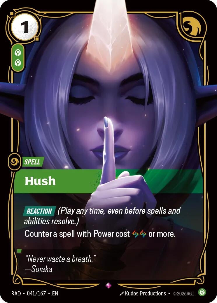 Image for Hush (041/167) (Radiance) (RAD) - Riftbound: League of Legends Trading Card Game