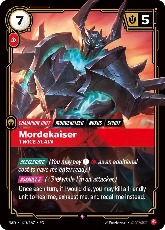 Image for Mordekaiser, Twice Slain (020/167) (Radiance) (RAD) - Riftbound: League of Legends Trading Card Game