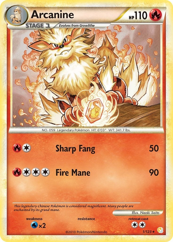 Image for Arcanine (1/123) (HeartGold SoulSilver) - Pokemon
