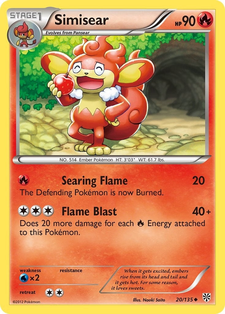 Image for Simisear (20/135) (Plasma Storm) - Pokemon