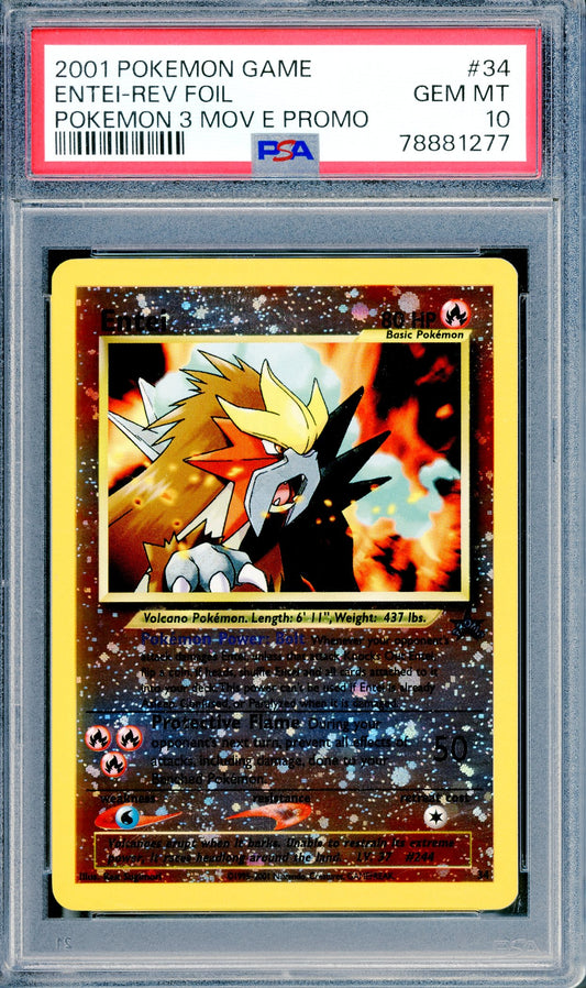 PSA 10 Entei Reverse Holofoil (34) [2001 Pokemon 3 Movie Promo]