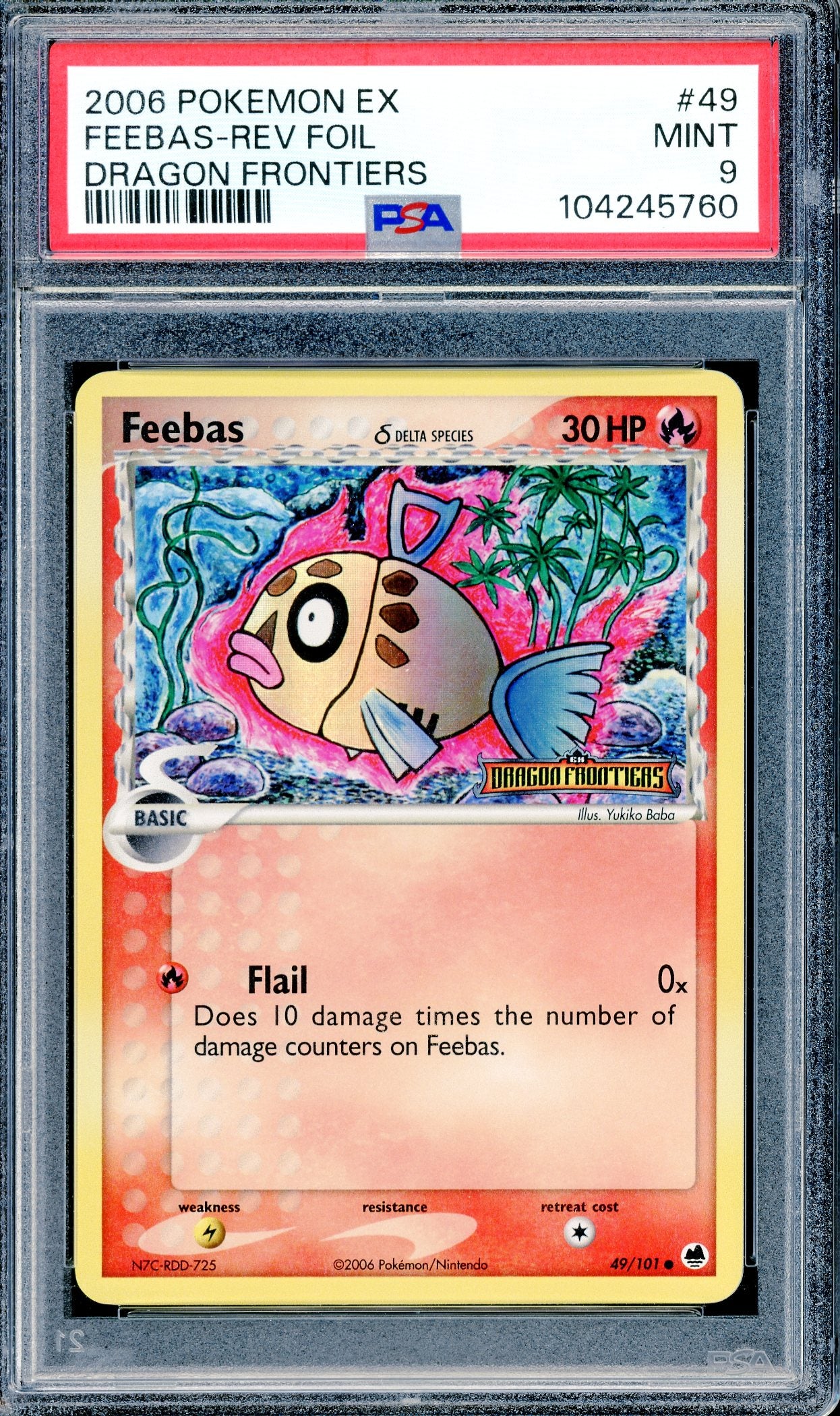 PSA 9 Feebas - Reverse Foil (49/101) [Dragon Frontiers]