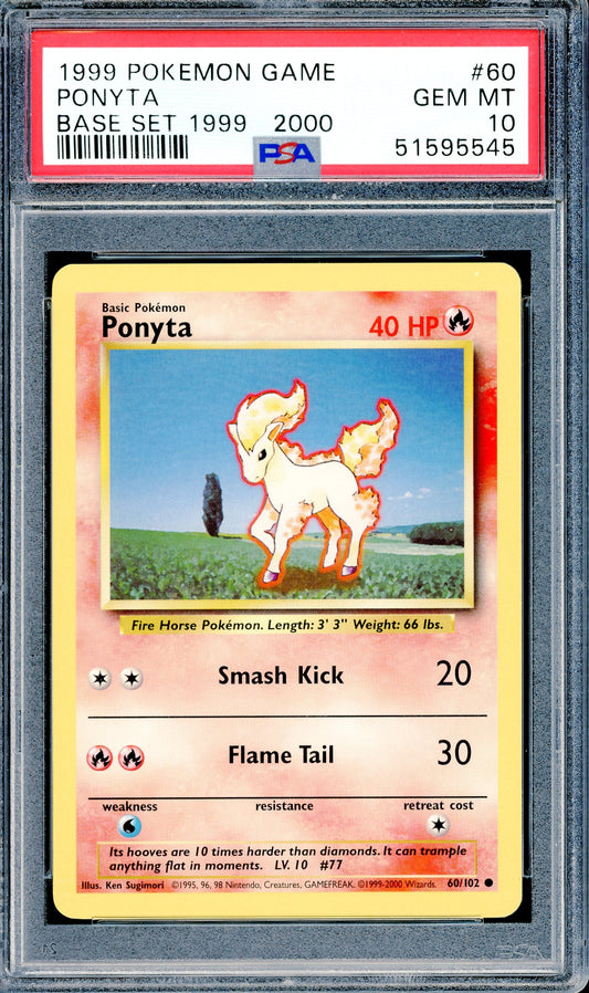 PSA 10 Ponyta (60/102) [Pokemon Base Set]