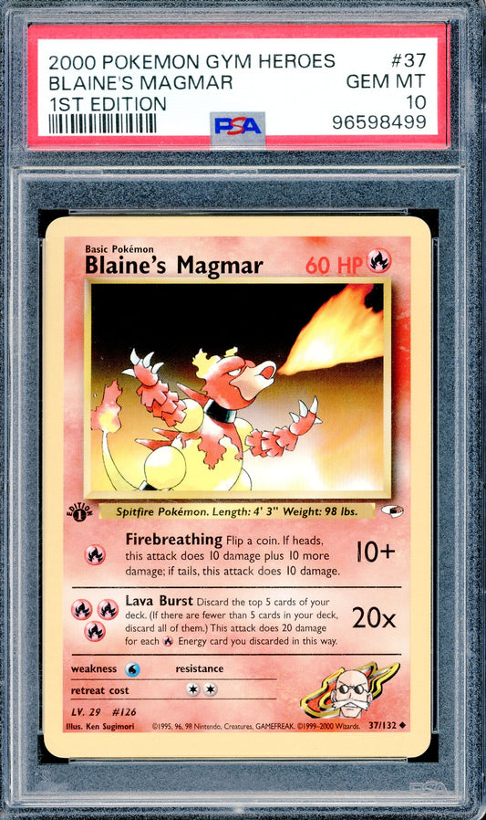 PSA 10 Blaine's Magmar (37/132) [Pokemon Gym Heroes 1st Edition]