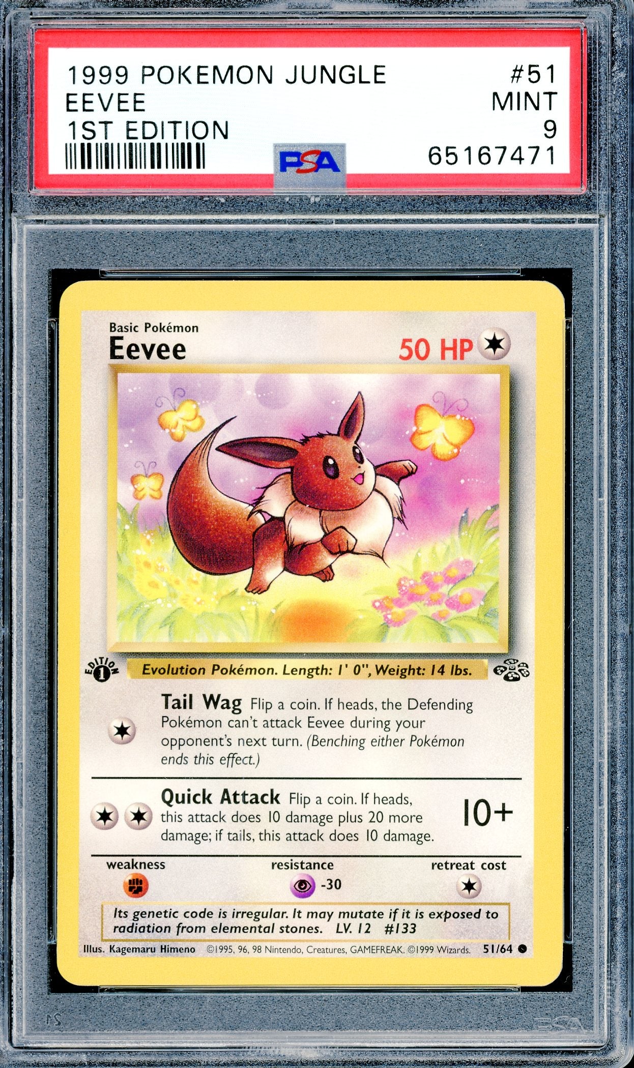 PSA 9 Eevee (51/64) [Pokemon Jungle 1st Edition]