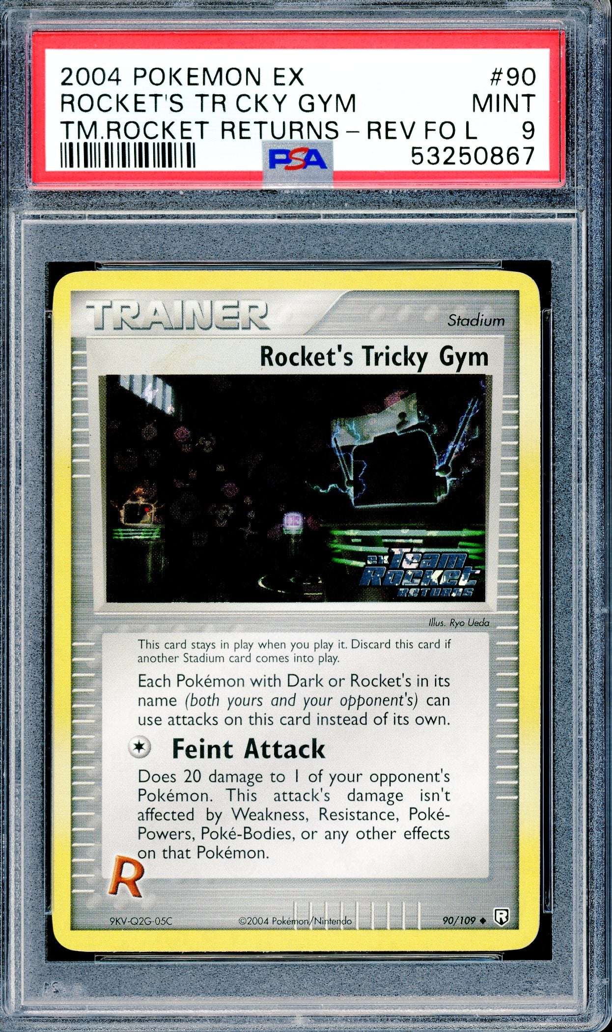 PSA 9 Rocket's Tricky Gym - Reverse Foil (90/109) [TM.Rocket Returns]
