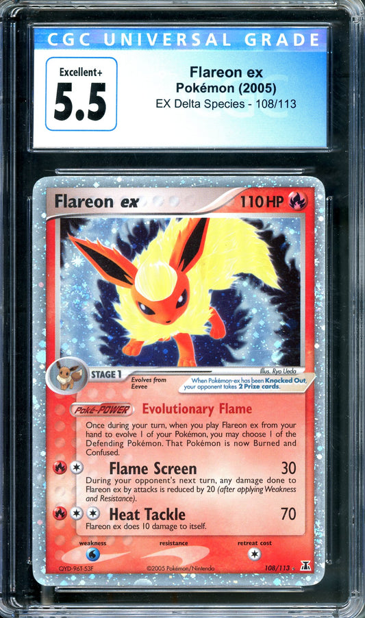 CGC 5.5 Flareon ex holo (108/113) [Pokemon Delta Species]