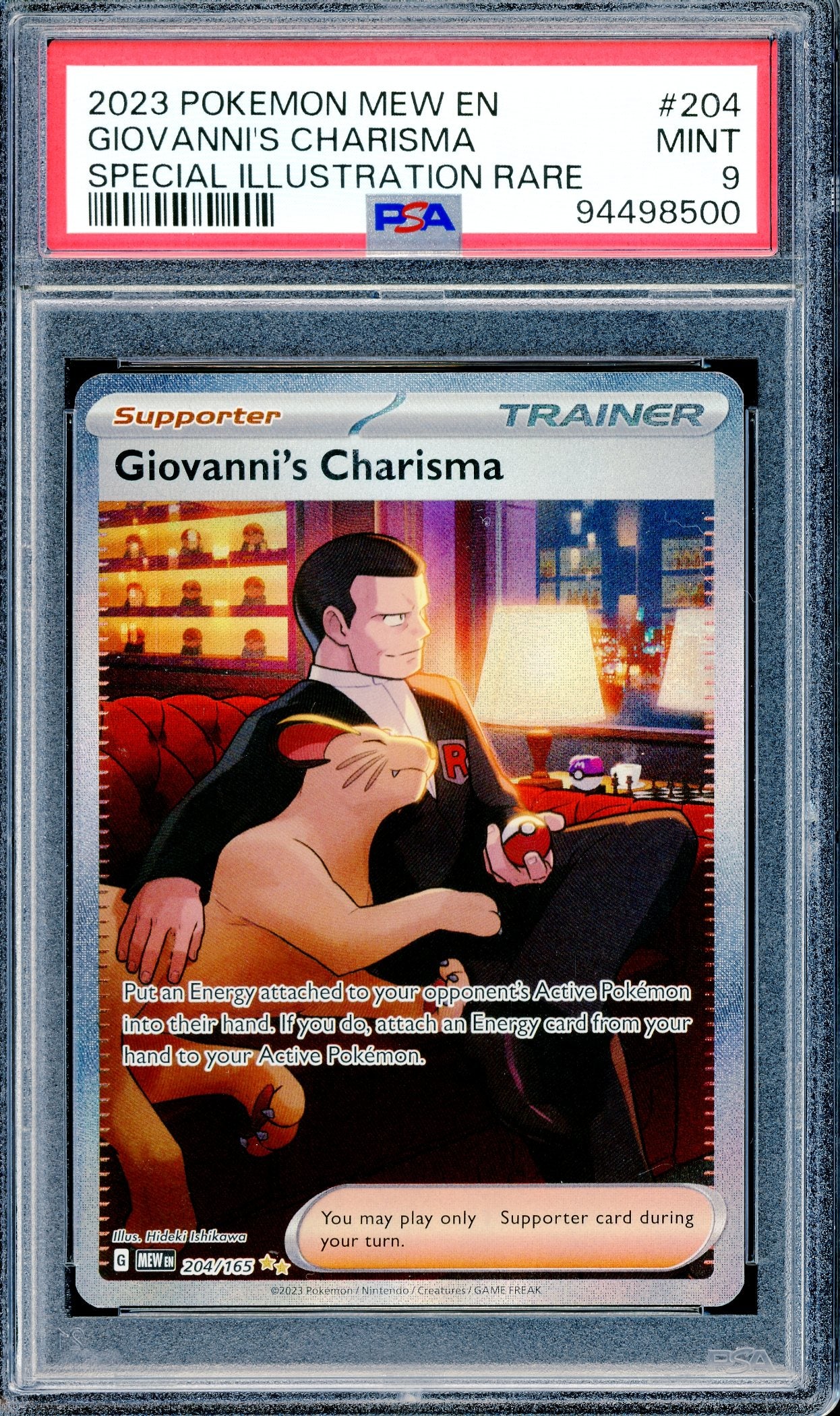 PSA 9 Giovanni's Charisma (204/165)[Pokemon Scarlet & Violet: 151]