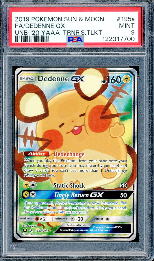 PSA 9 Dedenne GX (195a/214) [Pokemon Sun & Moon Unbroken Bonds]