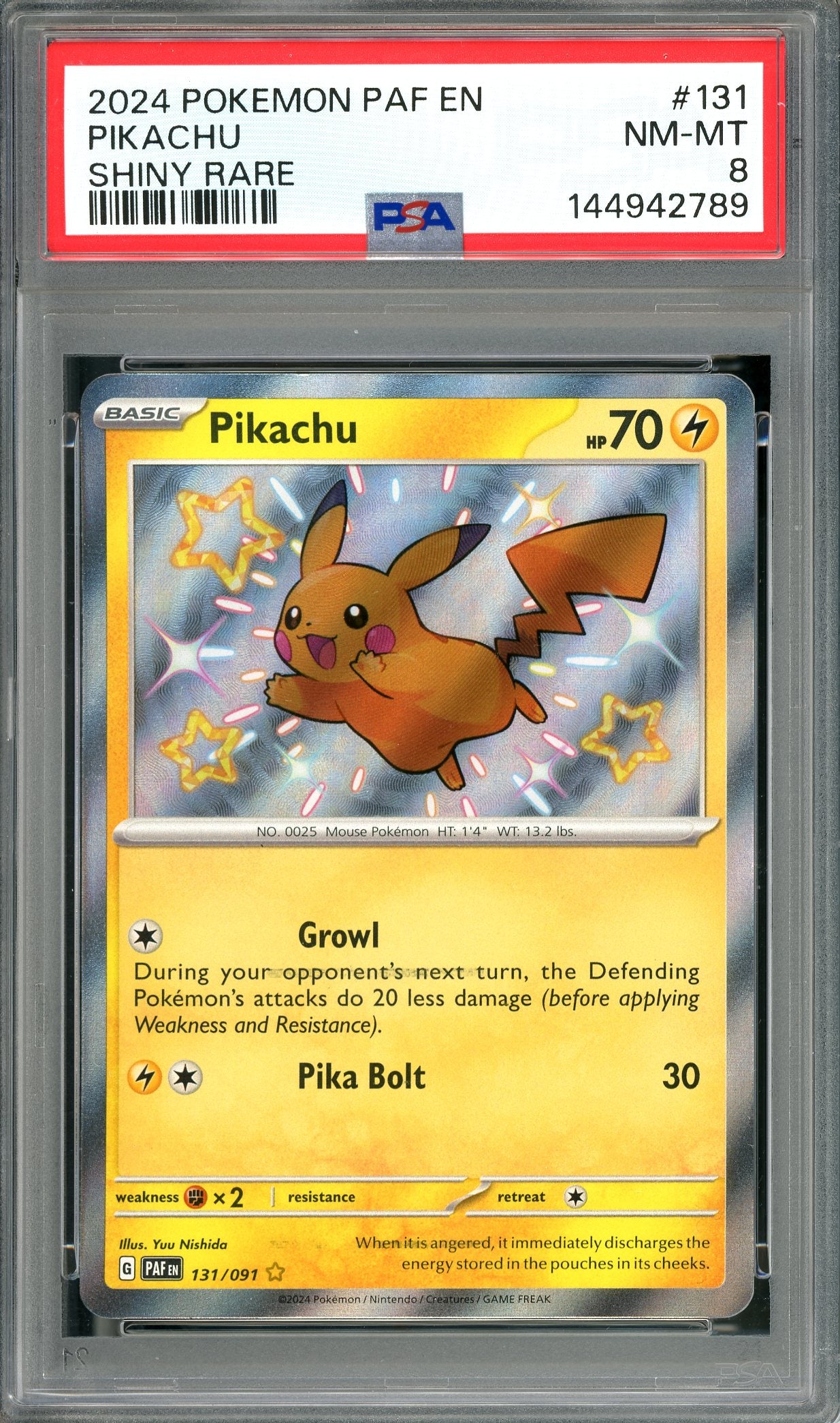 PSA 8 Pikachu (131/091) [Pokemon Paldean Fates]