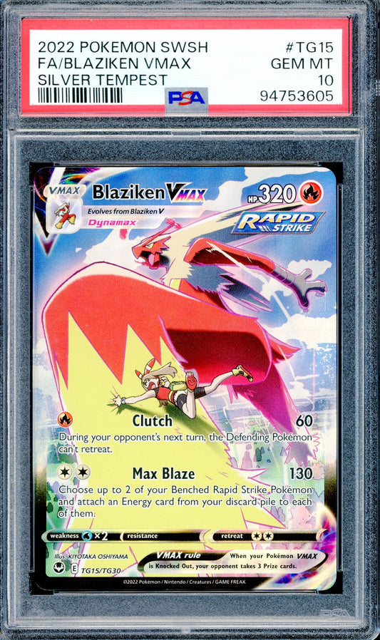 PSA 10 Blaziken VMAX (TG15/TG30) [Pokemon Silver Tempest]