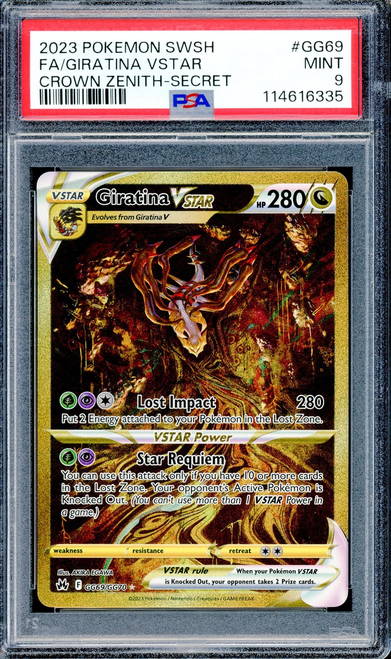 PSA 9 Giratina VSTAR (GG69/GG70) [Pokemon Crown Zenith]