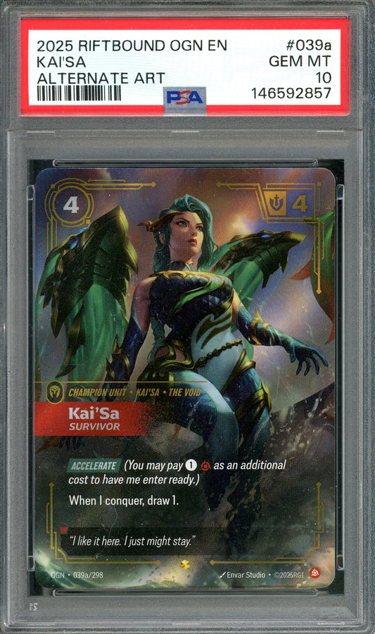 PSA 10 Kai'sa Survivor Alternate Art (039a/298) [Riftbound: Origins]